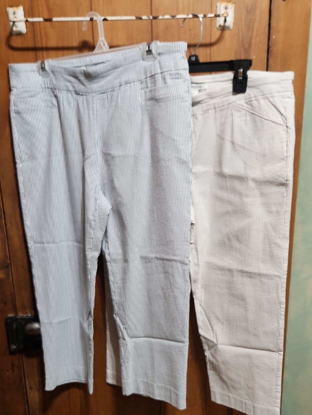 Zac & Rachel Blue-Striped and Tan-Striped Pull-On Capri Pants. Get 2 Pairs....